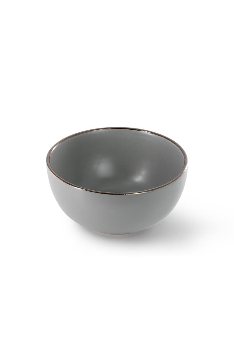 Gibson Home Rockaway 16 Piece Stoneware Gold Rimmed Dinnerware Set, Alternate, color, Grey