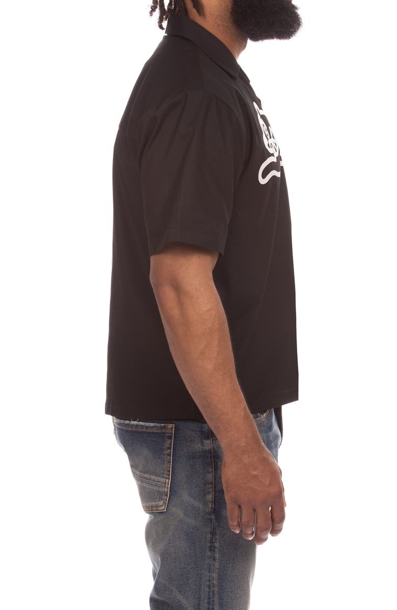 ICECREAM Camper Short Sleeve Button-Up Shirt, Alternate, color, Black