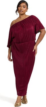 FASHION-SZN CURVE Off-The-Shoulder Plisse Midaxi Dress