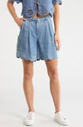 ELIE ELIE TAHARI Chambray Scallop Hem Shorts