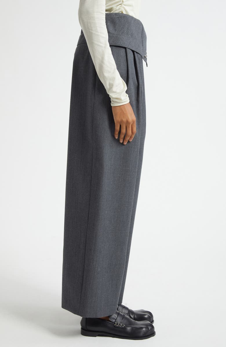 JW Anderson Foldover Wool Trousers, Alternate, color, 972 Charcoal Melange