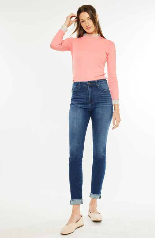 Kancan Janice Essentials High Rise Cigarette Leg Jeans In Blue