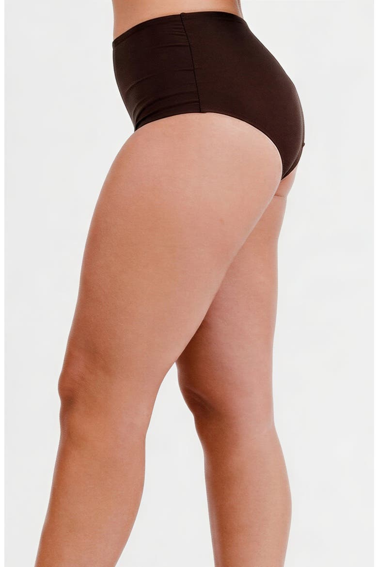 High-Waisted Bikini Bottom, Alternate, color, Chocolate Brown