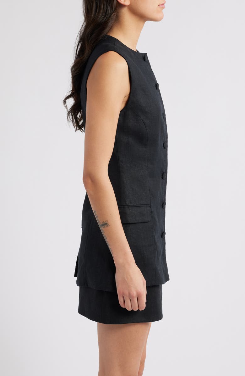 Faithfull the Brand Jane Linen Button-Up Vest, Alternate, color, Black