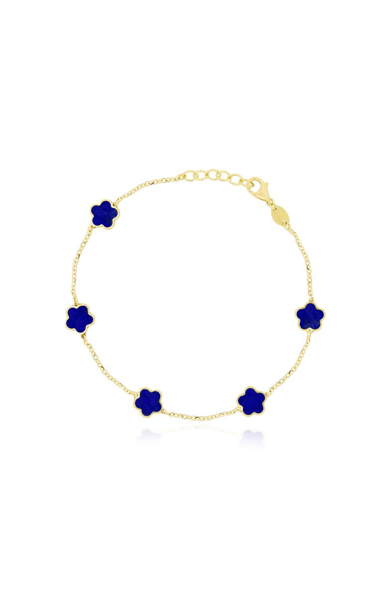 The Lovery Fine Jewelry Lapis Flower Bracelet, Main, color, Lapis