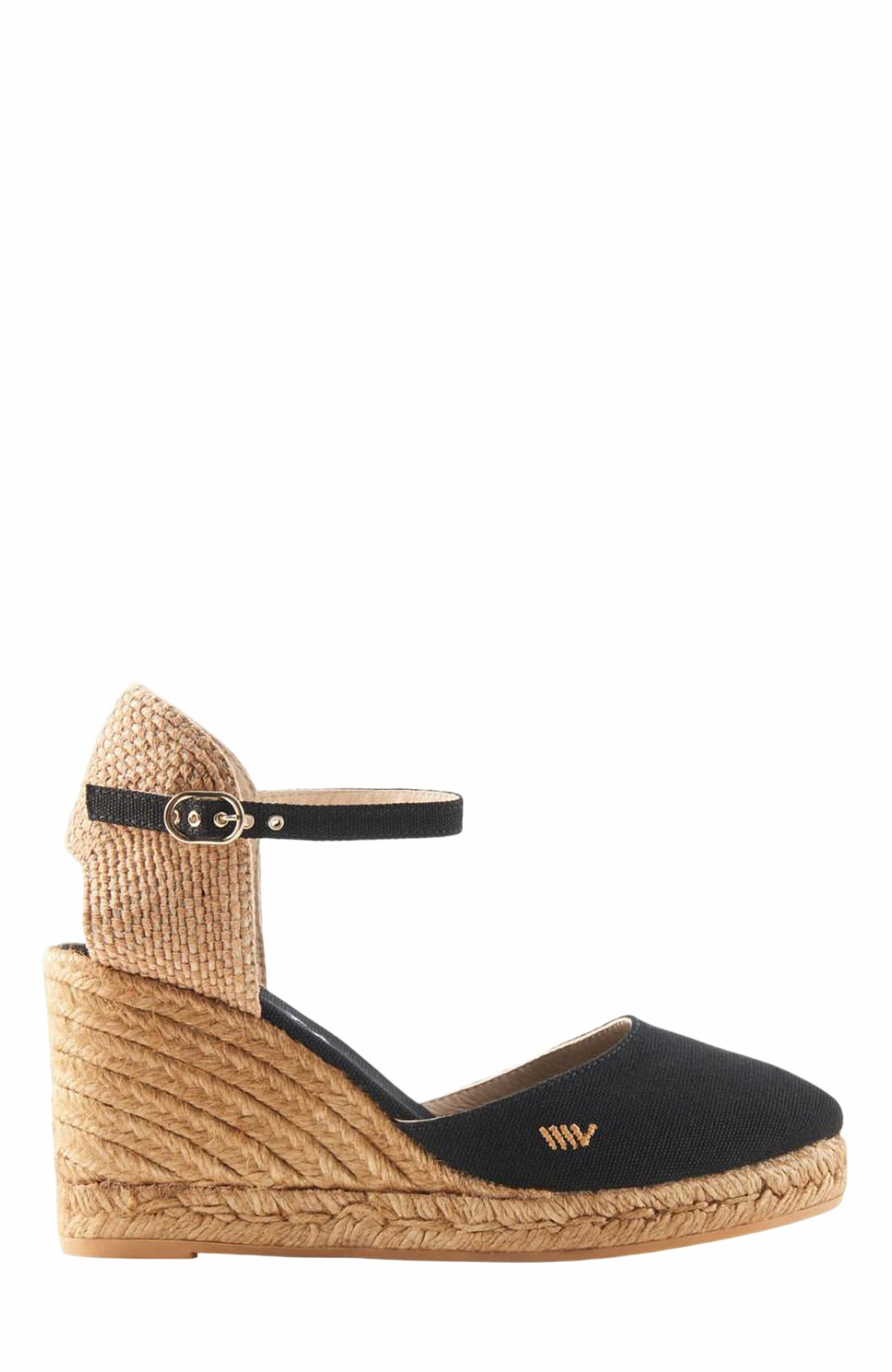 VISCATA Satuna Canvas Espadrille Wedges, Main, color, Black/Natural