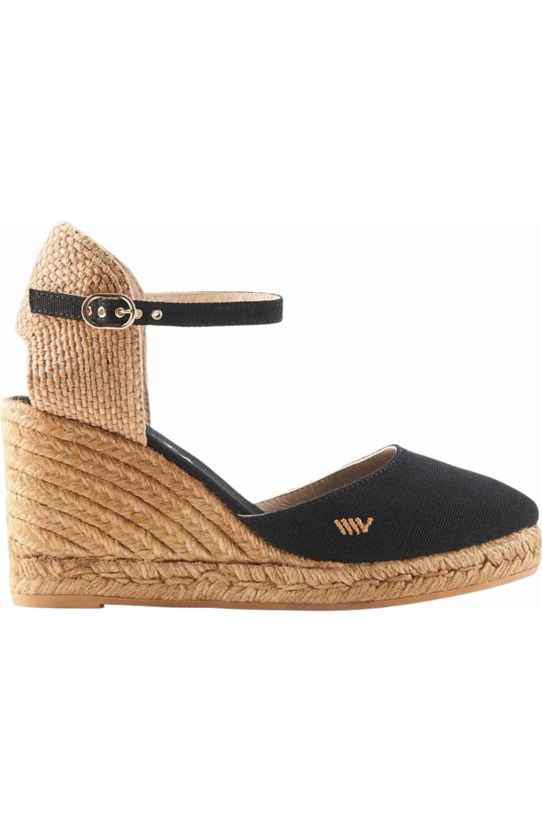 VISCATA Satuna Canvas Espadrille Wedges, Main, color, Black/Natural