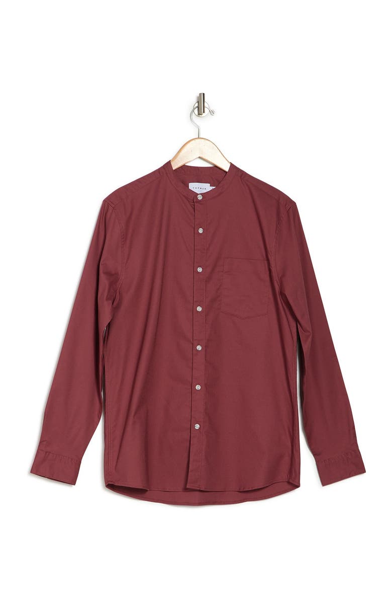 Topman Solid Mandarin Collar Shirt, Alternate, color, 