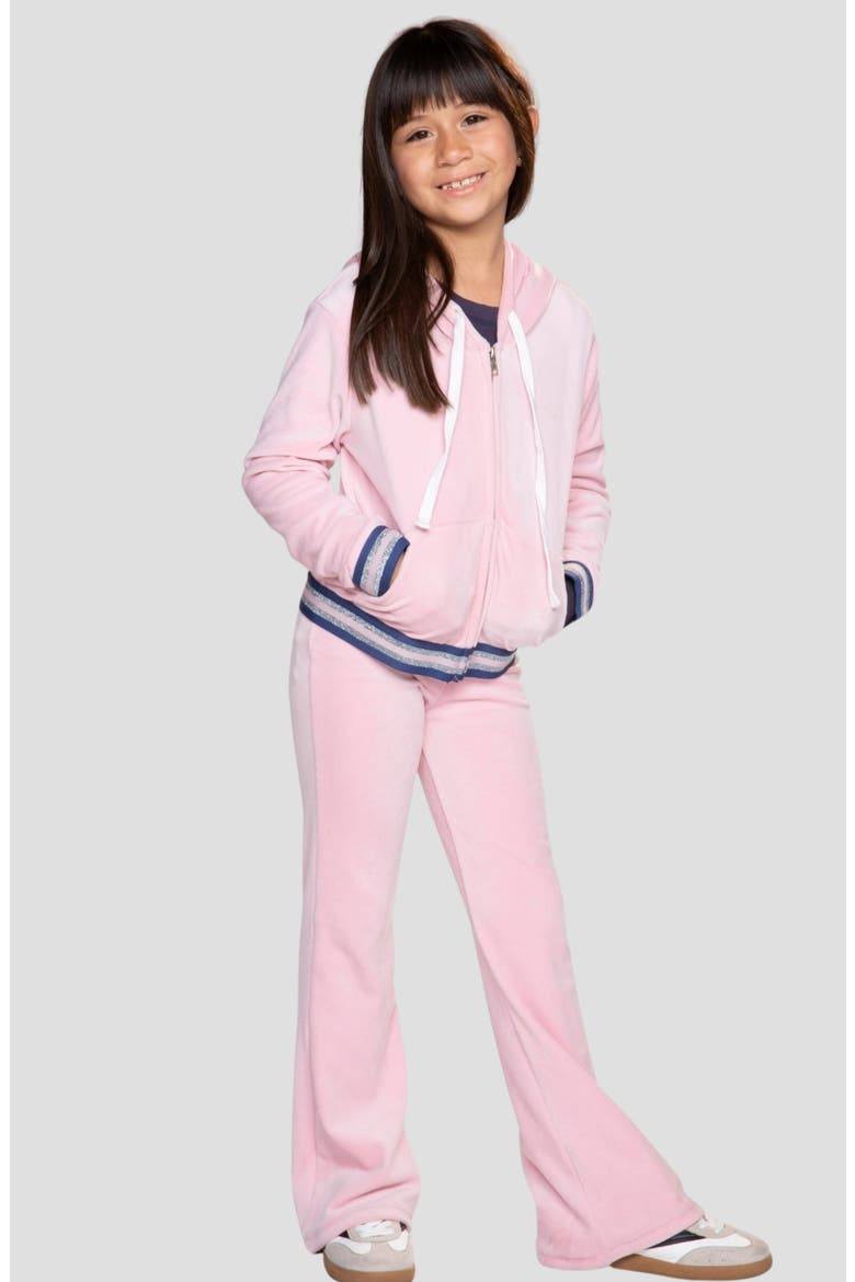 Kids' Velour Cropped Full Zip Hoodie, Alternate, color, DUSTY PINK