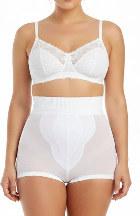 Medium Support High Waist Panty Brief with Tulip Front Panel Memory Compression Fabric (Regular & Plus Sizing)