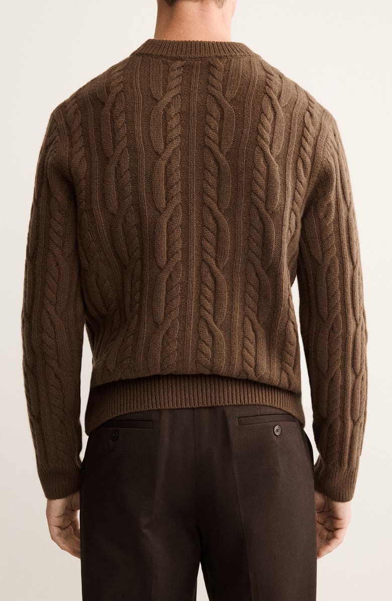 MANGO Wool Cable Sweater, Alternate, color, Caramel