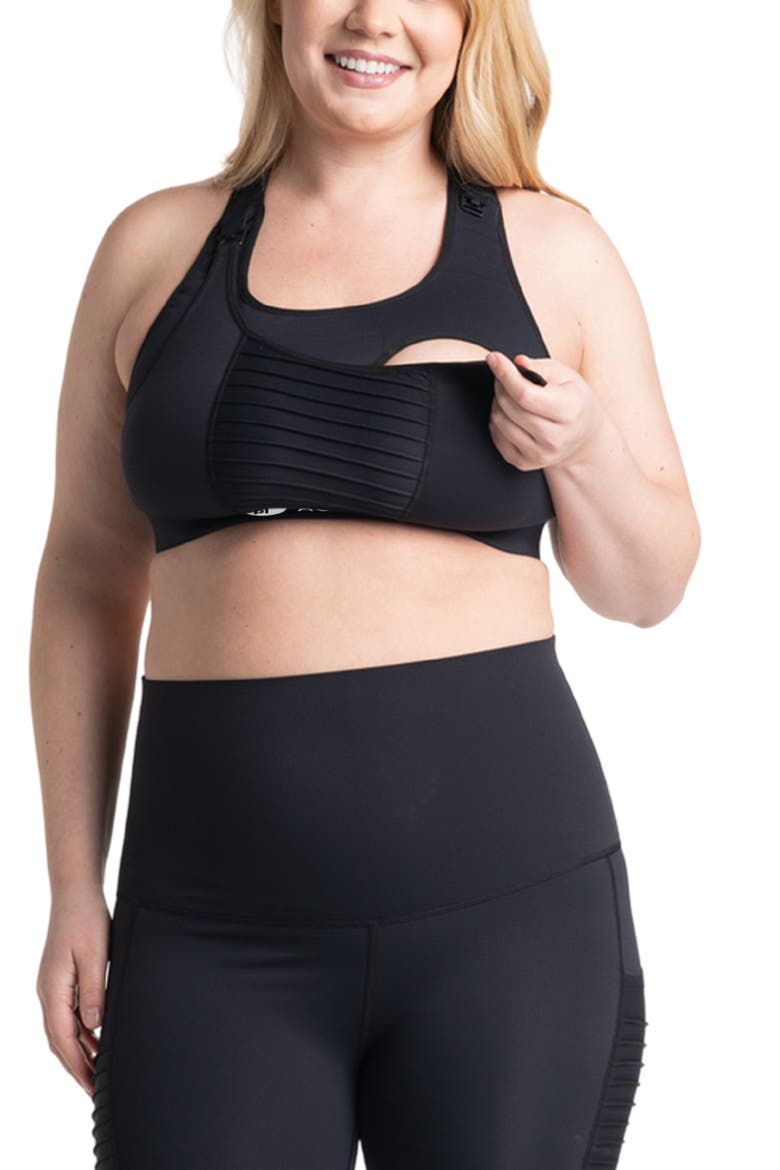 Kahina Active Maternity/Nursing Sports Bra, Alternate, color, BLACK