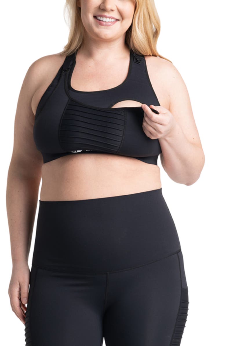 Preggo Leggings Kahina Active Maternity/Nursing Sports Bra, Alternate, color, Black