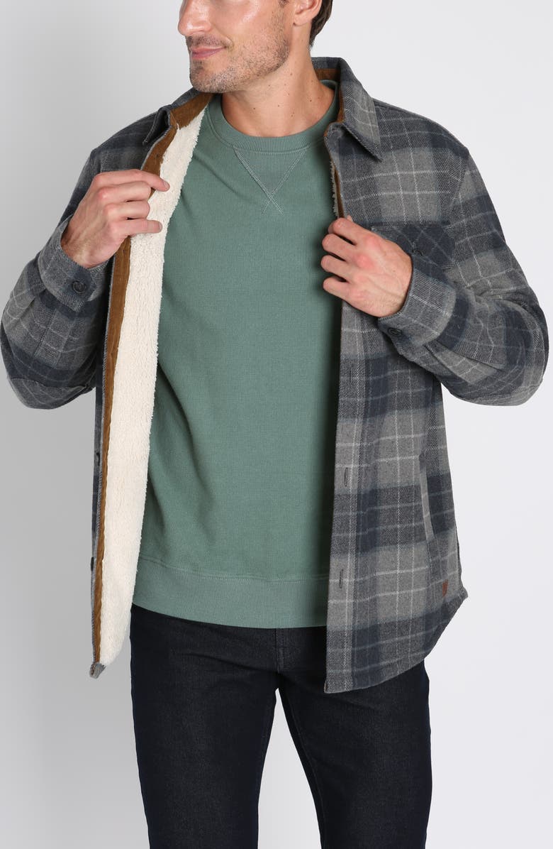 JACHS Plaid Faux Shearling Lined Shirt Jacket, Main, color, 