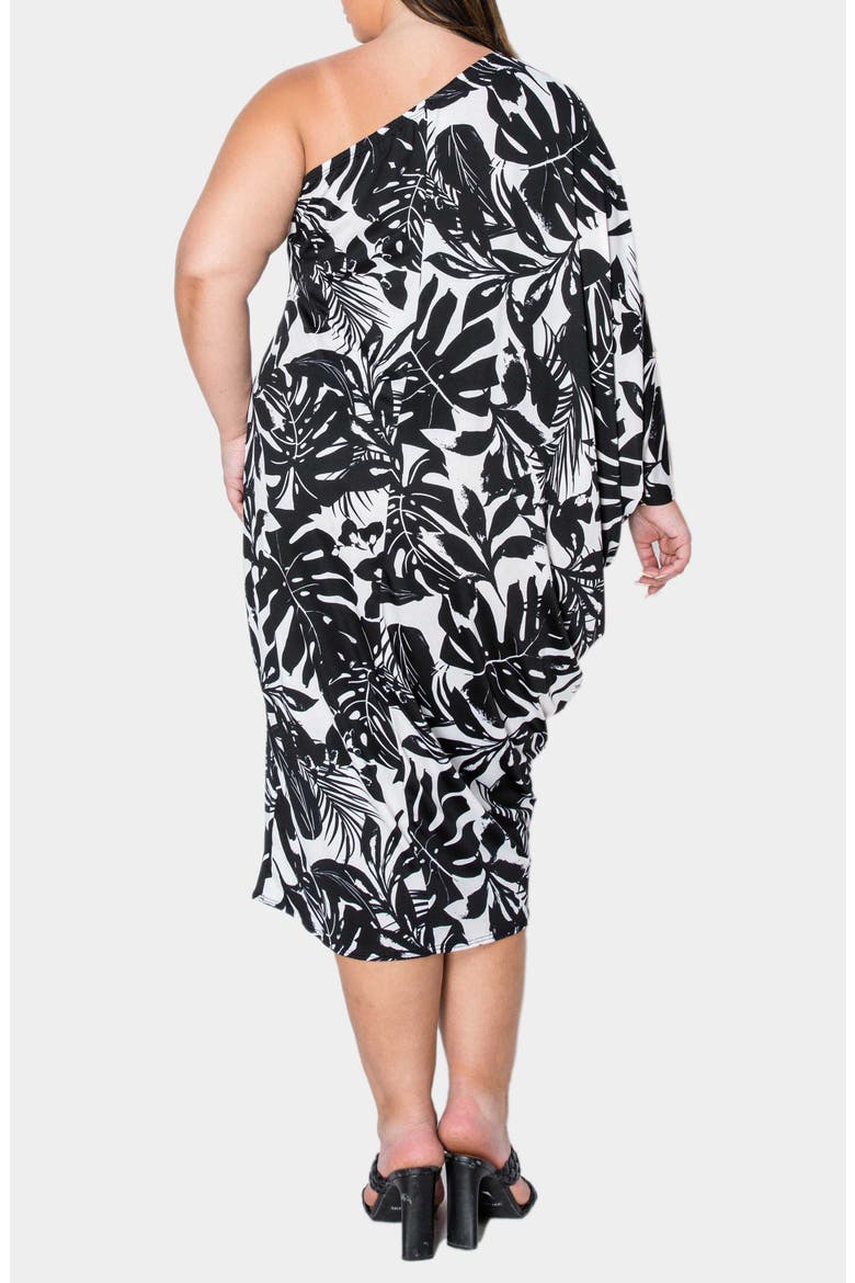 Selina One-Shoulder Midi Dress, Alternate, color, BLACK IVORY