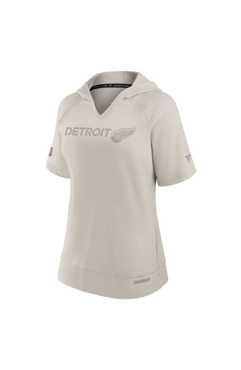 FANATICS Women's Fanatics Cream Detroit Red Wings Authentic Pro Road Short Sleeve V-Neck Pullover Hoodie, Alternate, color, Cream