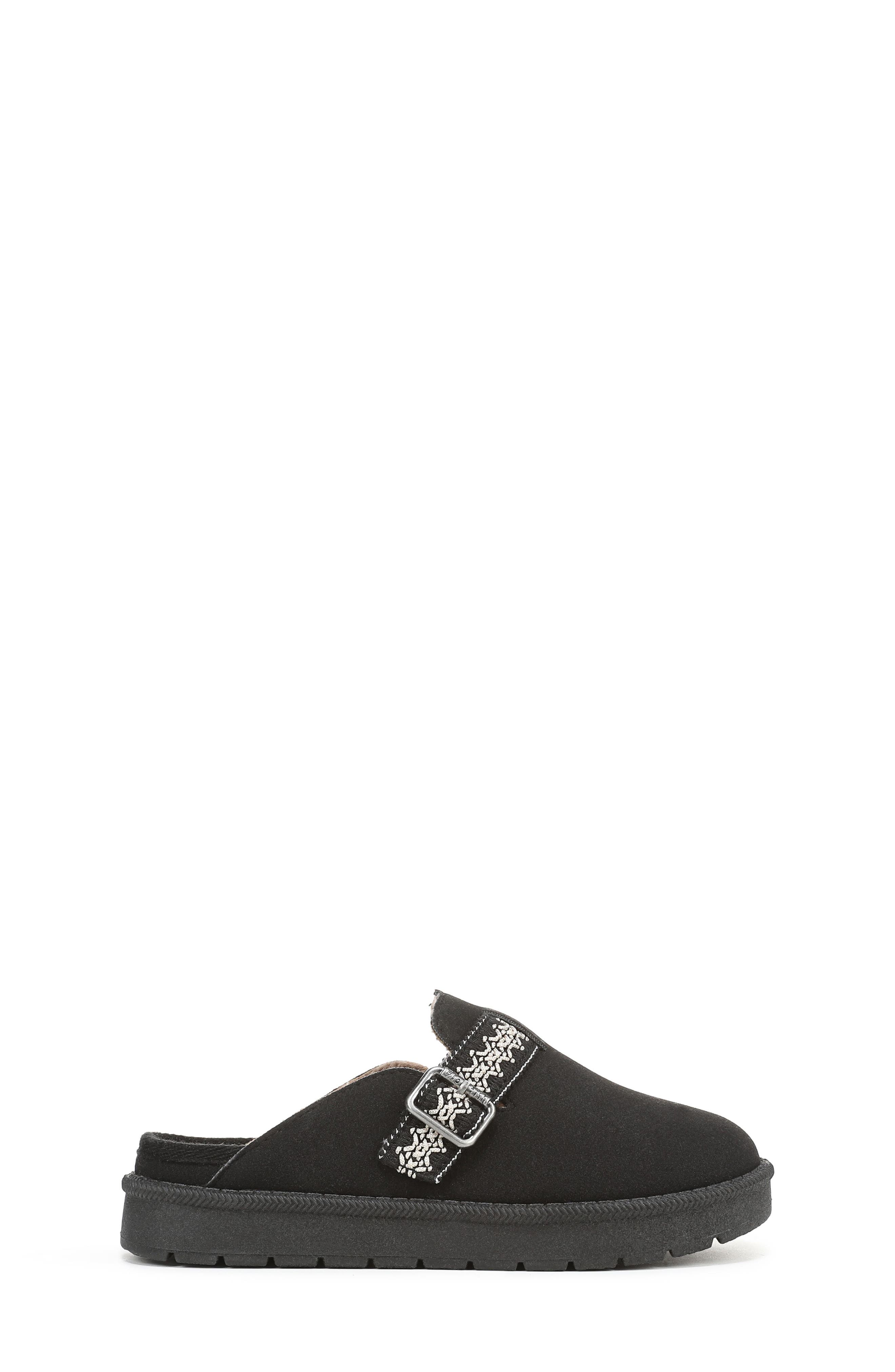 Blowfish Malibu Kids' Monday Faux Fur Mule, Alternate, color, Black Faux Suede