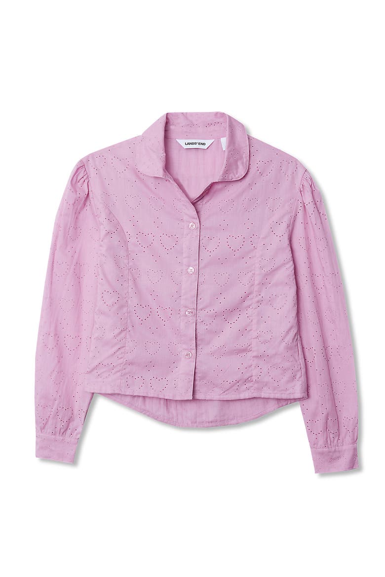 Girls Long Sleeve Woven Hearts Top, Main, color, Hearts/Mauve