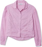 Lands' End Girls Long Sleeve Woven Hearts Top