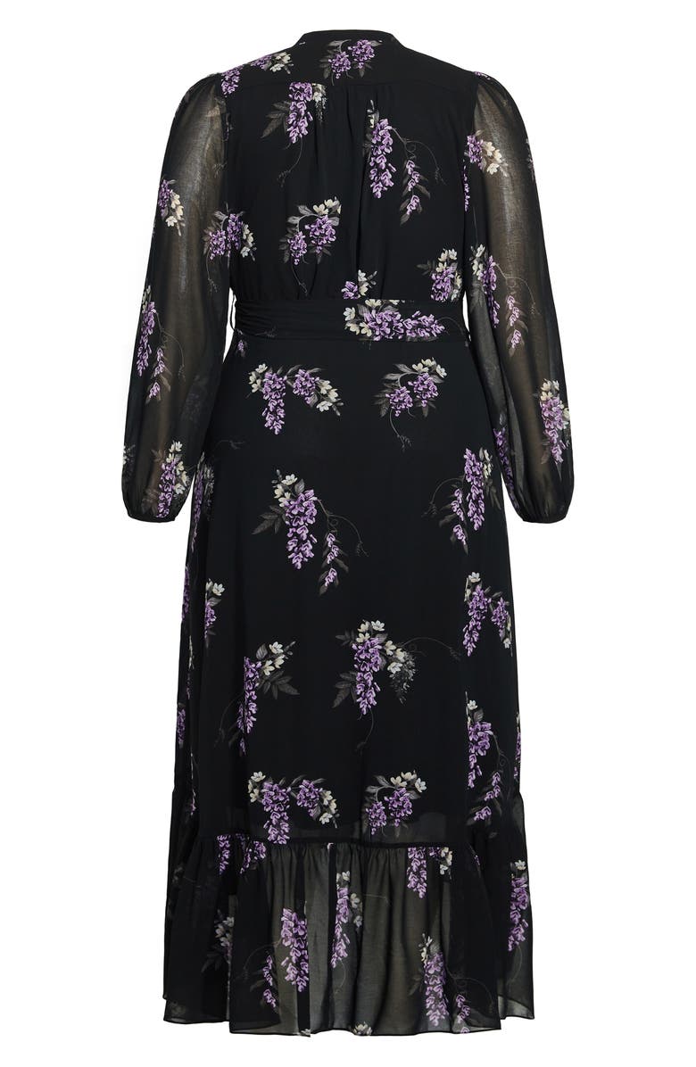 City Chic Grace Floral Long Sleeve Wrap Maxi Dress, Alternate, color,