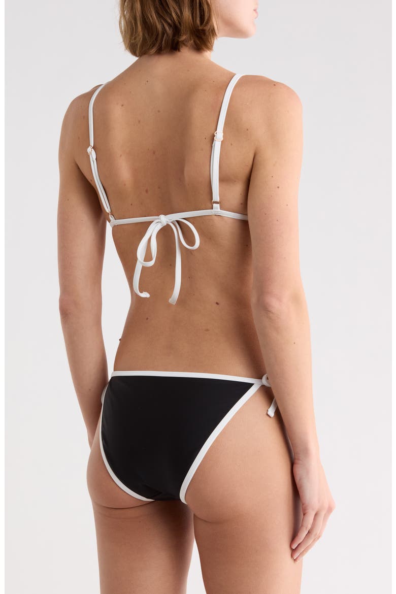 Triangle Bikini Top & Side Tie Bottoms Set, Alternate, color, BLACK/ WHIT