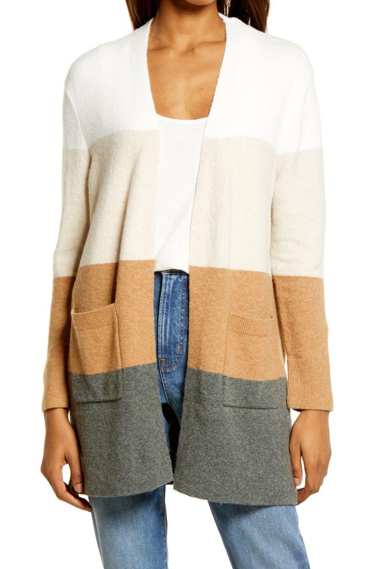 Kent Colorblock Cardigan, Main, color, ANTIQUE CREAM