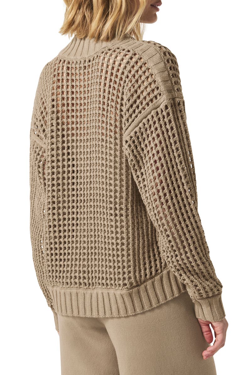 Splendid x @cellajaneblog Pointelle Half Zip Sweater, Alternate, color, Wood