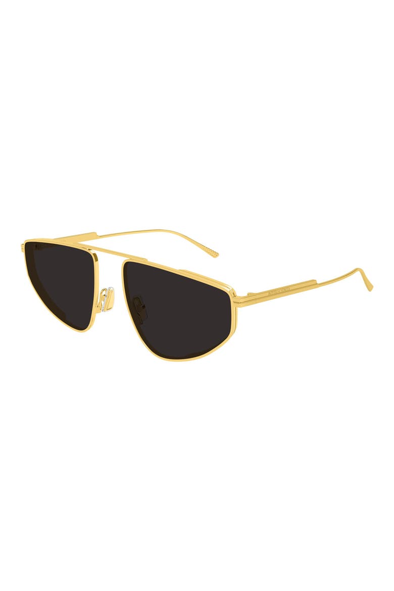 BV1466S 64mm Geometric Aviator Sunglasses, Alternate, color, GOLD