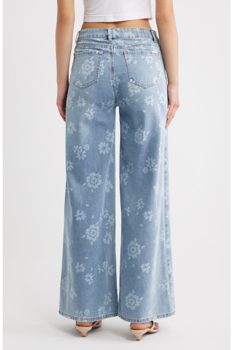 Floral Print Wide Leg Jeans, Alternate, color, LIGHT INDIGO