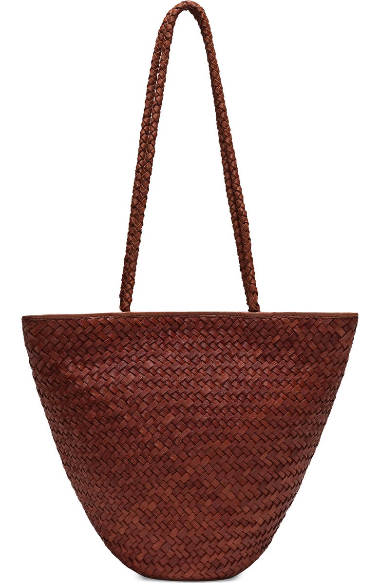 Ecotorie Arlington Woven Leather Bucket Bag, Alternate, color, Brandy