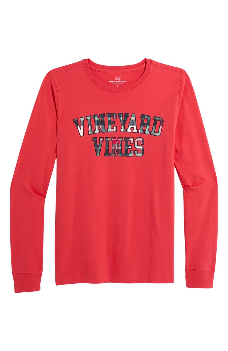 vineyard vines Tartan Logo Long Sleeve Cotton Graphic T-Shirt, Main, color,