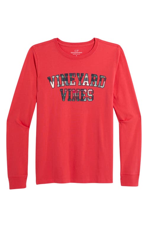 vineyard vines Tartan Logo Long Sleeve Cotton Graphic T-Shirt in Crab Shell 