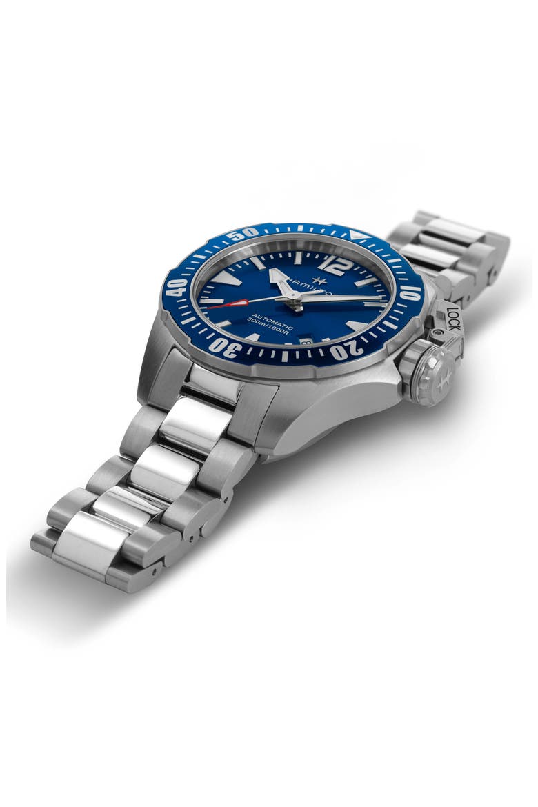 Khaki Navy Frogman Automatic Bracelet Watch, 42mm, Alternate, color, SILVER/ BLUE/ SILVER