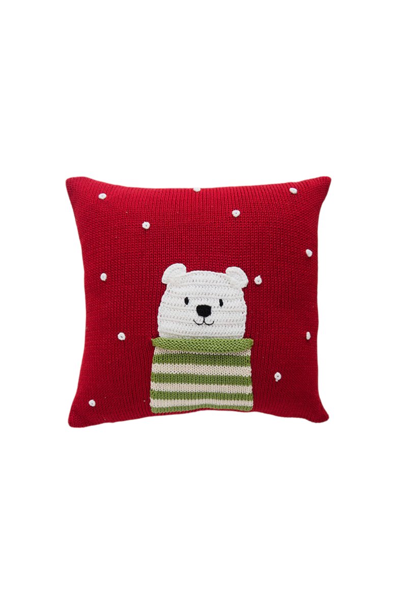 10" Polar Bear Pillow, Main, color, Red