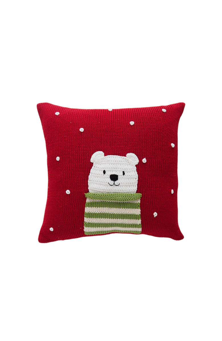 Melange Collection 10" Polar Bear Pillow, Main, color, Red