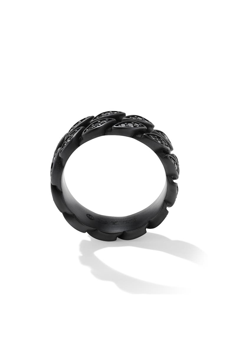 David Yurman Black Diamond Curb Chain Ring, Alternate, color, Titanium
