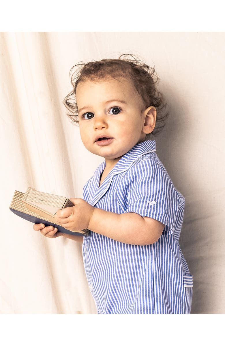 Petite Plume Classic Seersucker One-Piece Pajamas, Alternate, color, Blue