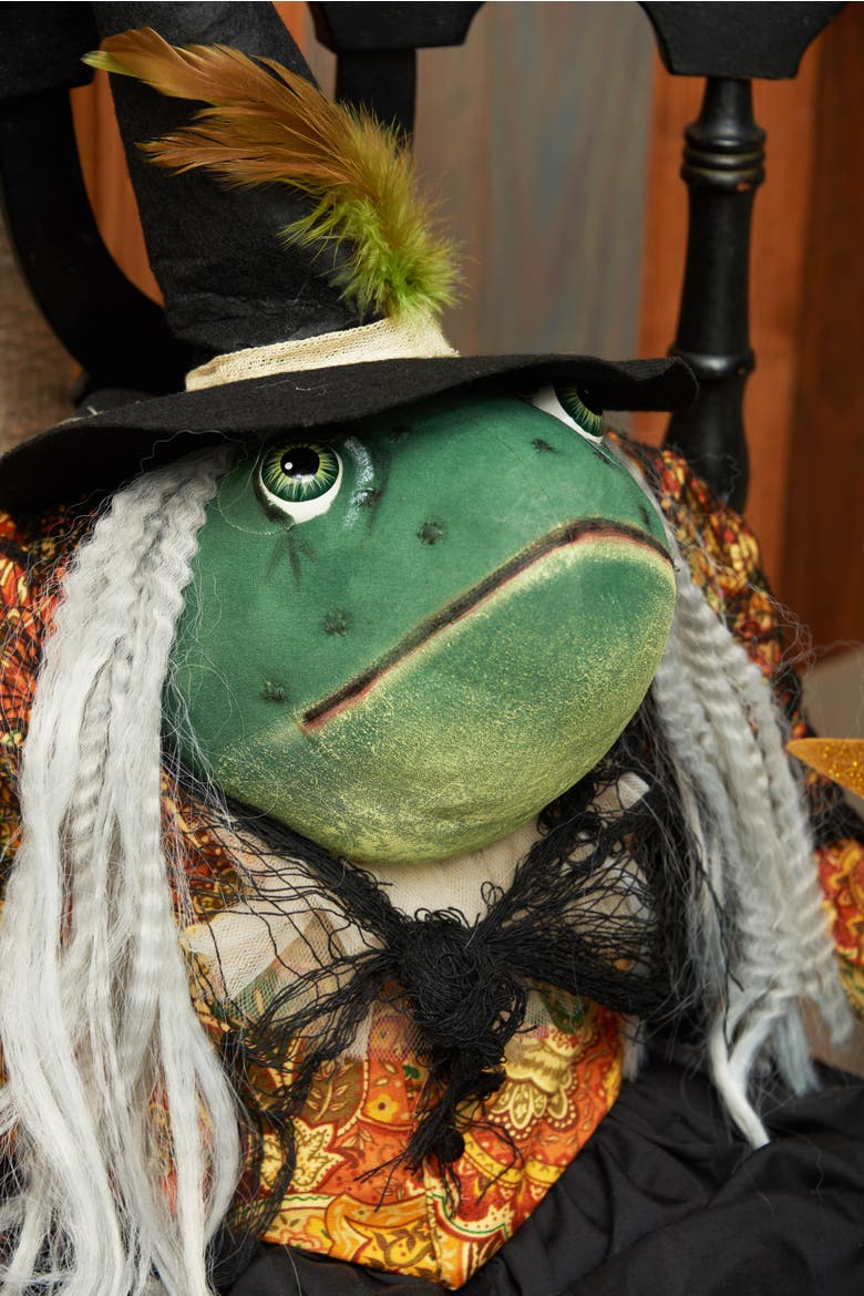 Winifred Toad Frog Witch Halloween Joe Spencer Gathered Traditions Figurine, Alternate, color, Black