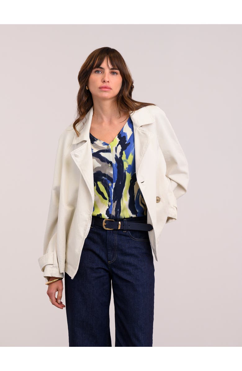 Celtic & Co. V-Neck Drape Blouse, Alternate, color, Abstract Brushstroke