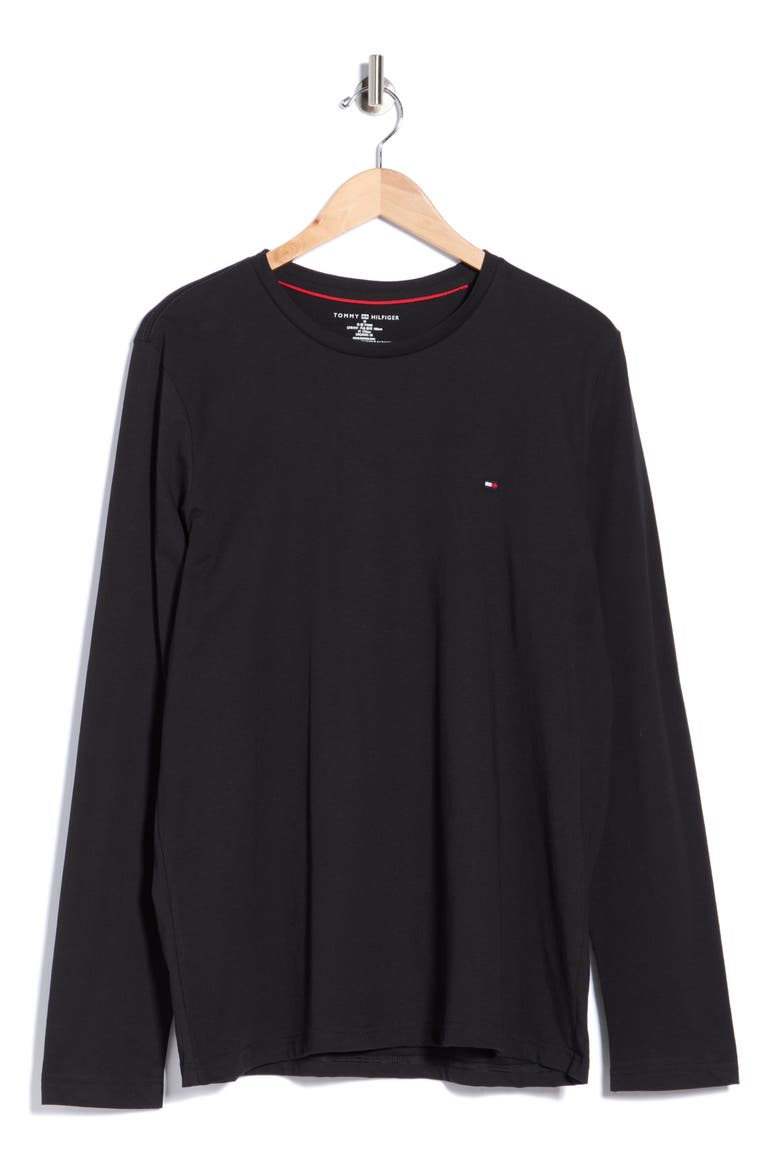 Long Sleeve Crewneck T-Shirt, Alternate, color, BLACK