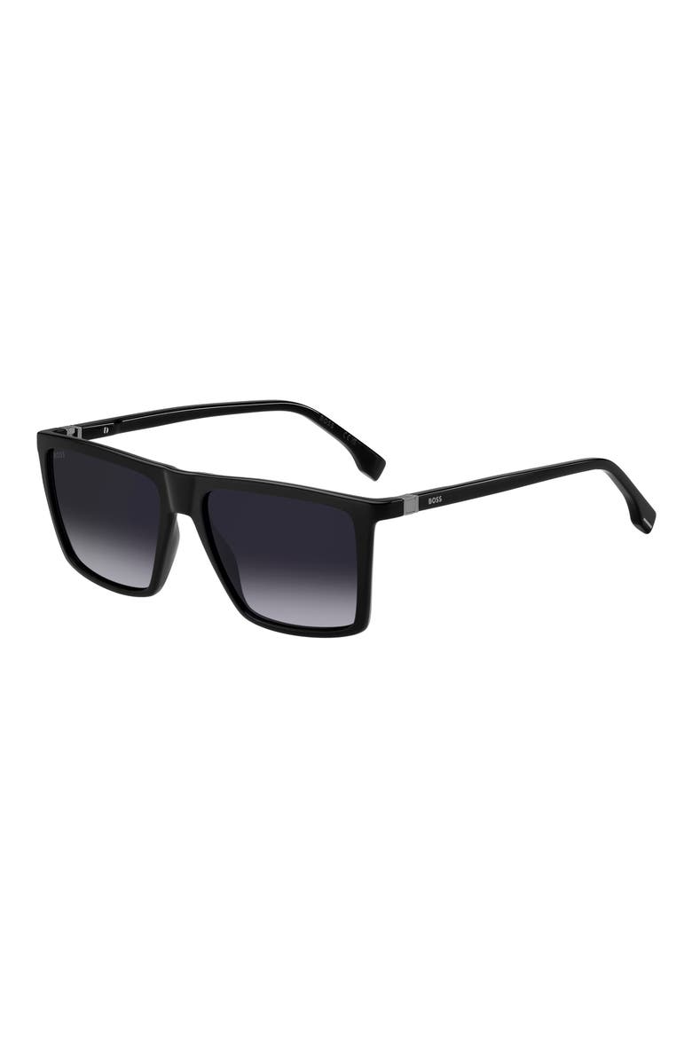 56mm Flat Top Sunglasses, Alternate, color, BLACK
