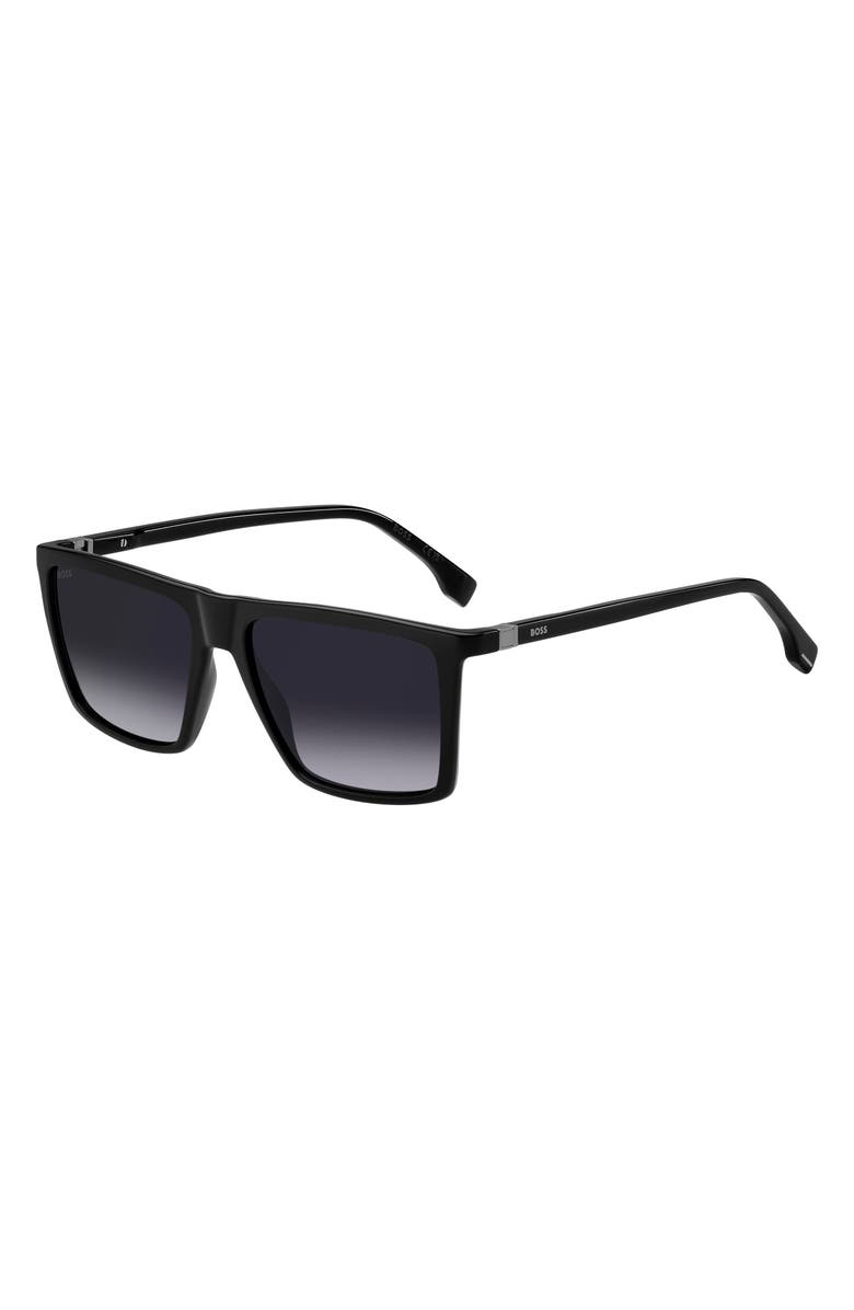 BOSS 56mm Flat Top Sunglasses, Alternate, color, Black