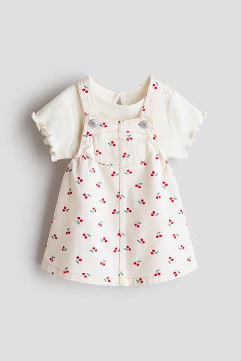 2-piece Dungaree Dress And Top Set