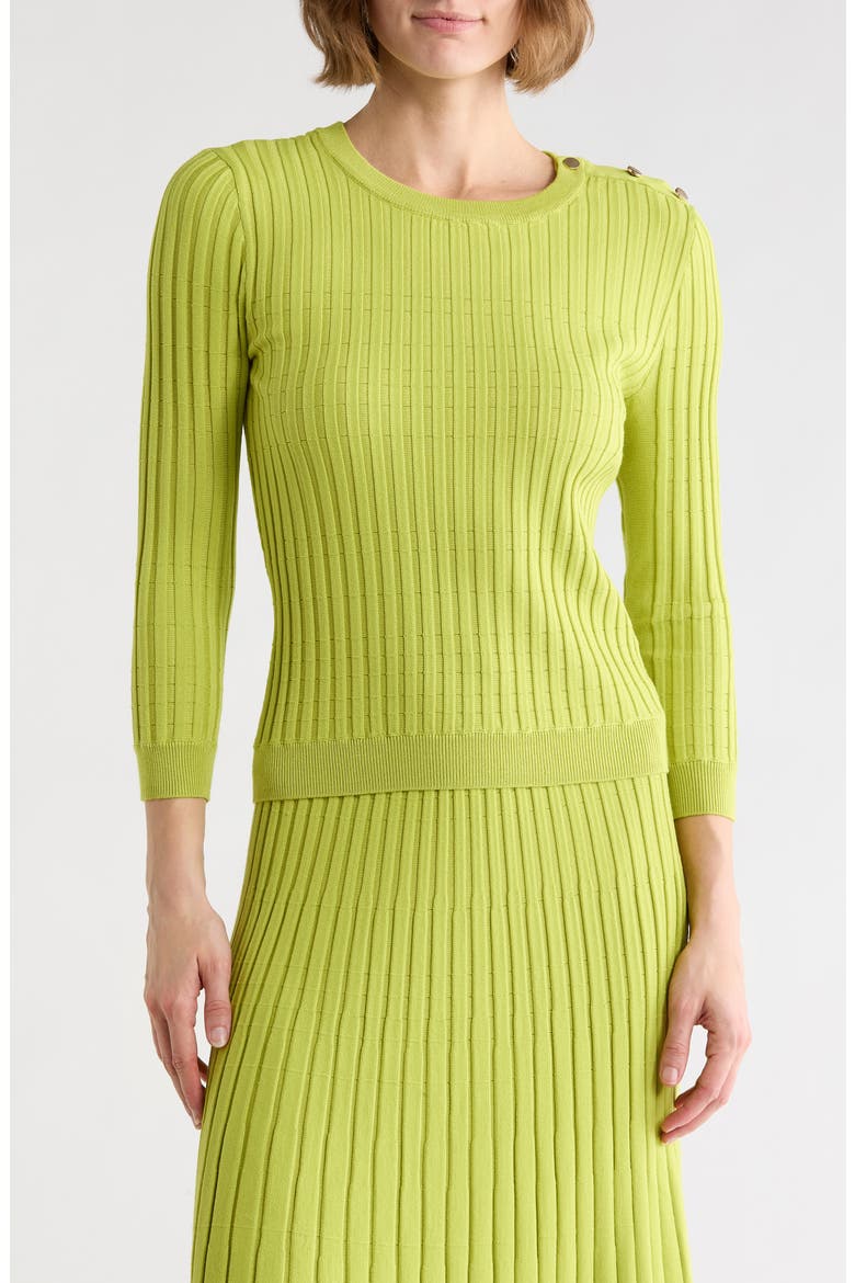 Button Shoulder Rib Knit Sweater, Main, color, BRIGHT CHARTREUSE