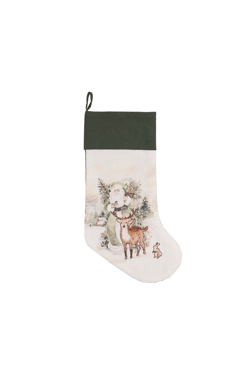 C&F Home Woodland Santa Hanging Christmas Stocking 20", Main, color, Green