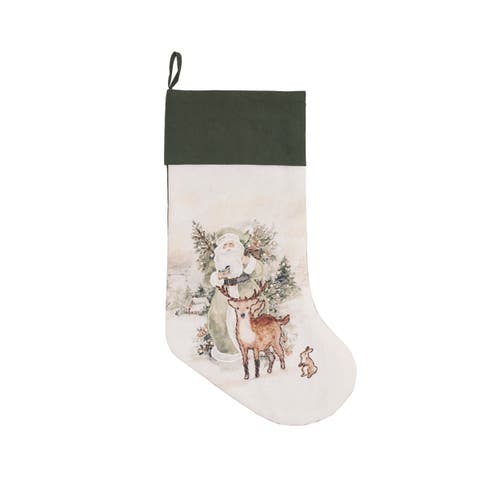 Woodland Santa Hanging Christmas Stocking 20"