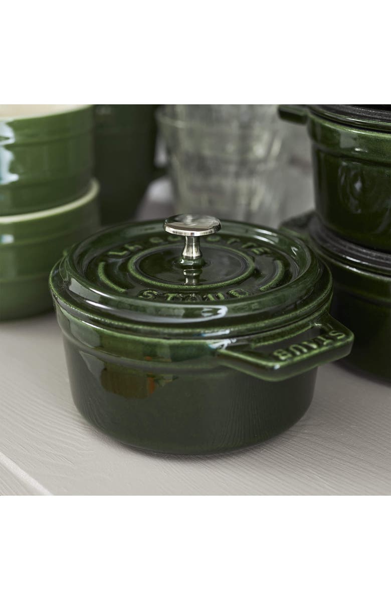 Staub Cast Iron 0.25-Quart Mini Enameled Cast Iron Dutch Oven, Alternate, color, Basil
