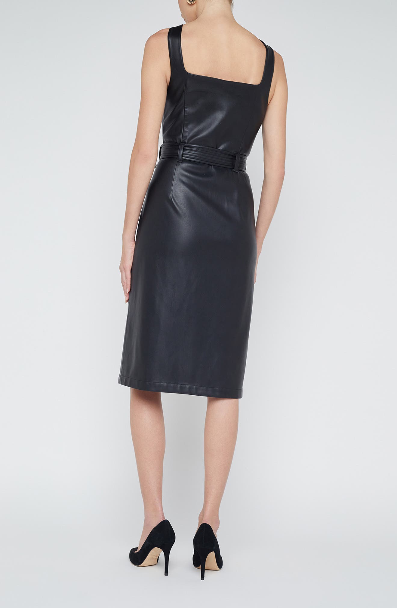 Idy Button Front Faux Leather Midi Dress - image 2