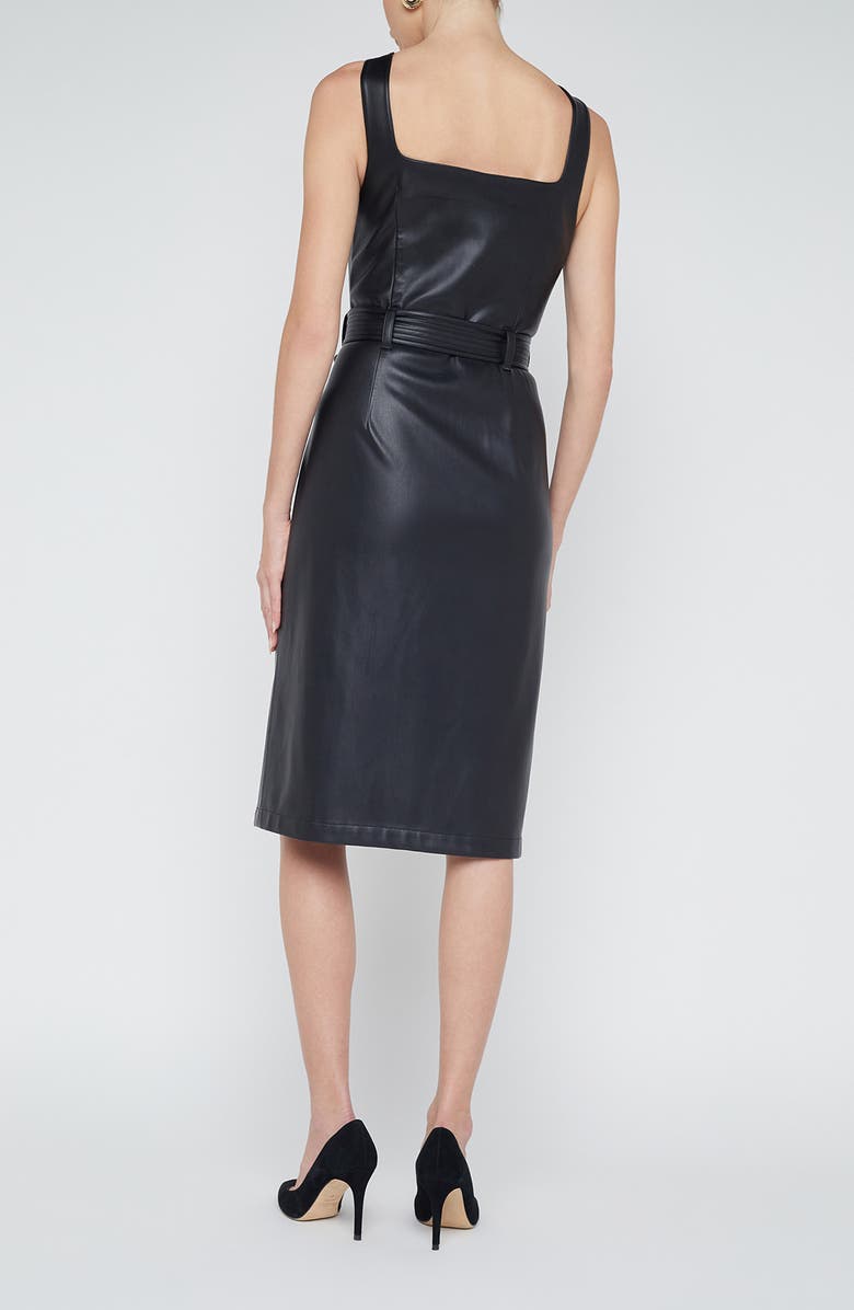 Idy Button Front Faux Leather Midi Dress