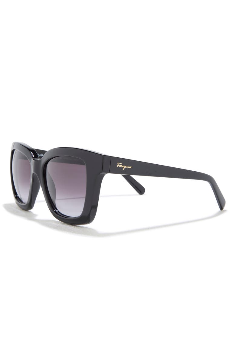 FERRAGAMO 53mm Square Sunglasses, Alternate, color, Black